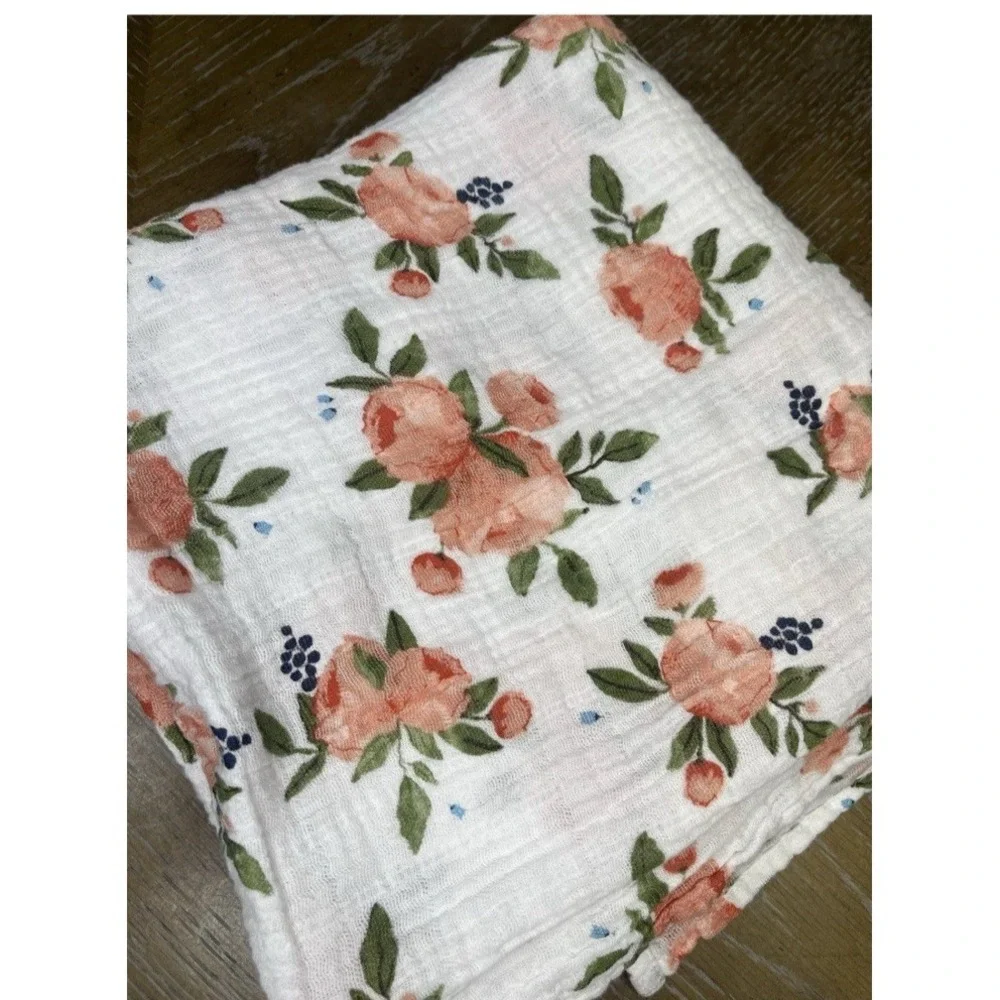 Little Unicorn Cotton Muslin Baby Changing Pad Cover &‎ Swaddle Watercolor Roses